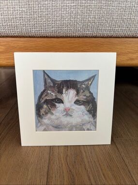 Original Cat Portrait Wall Art Print - White Mat